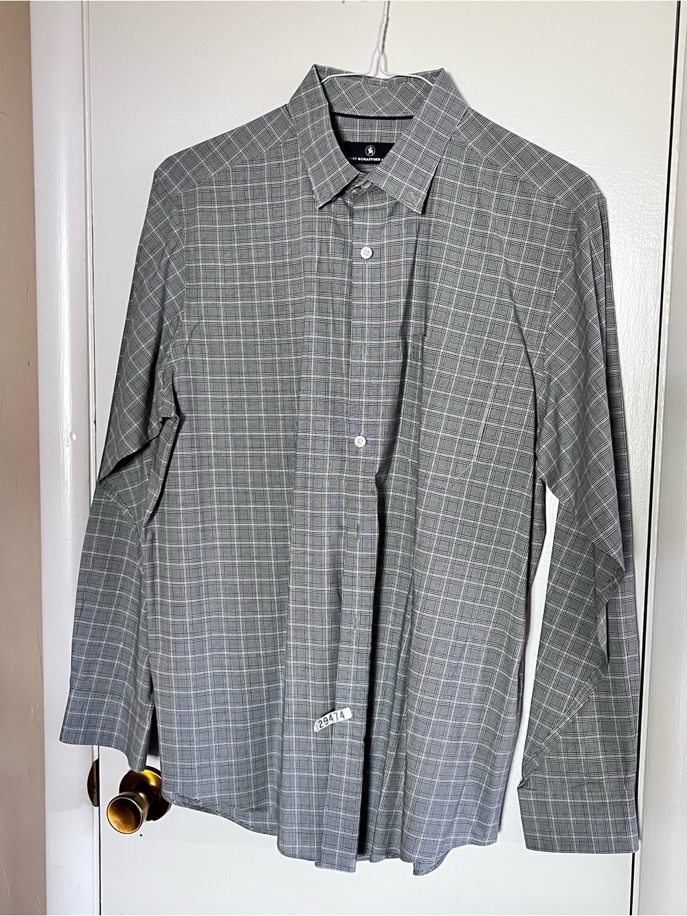 Hart Schaffner Marx Gray Plaid Dress Shirt